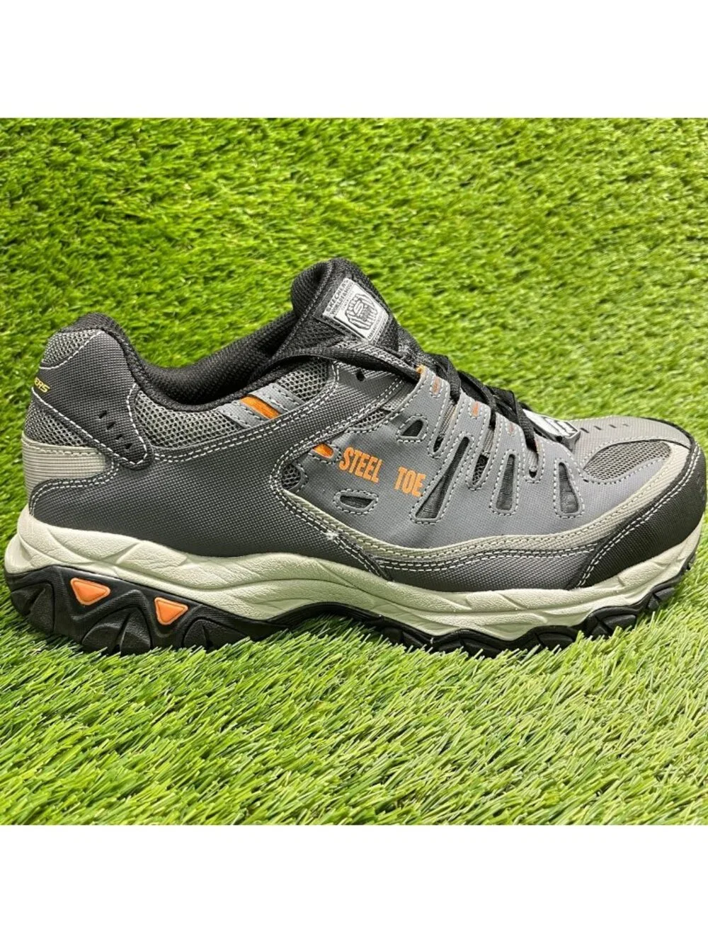 Skechers Cankton Mens Size 11.5 Charcoal Gray Black Steel Toe Safety Work Shoes